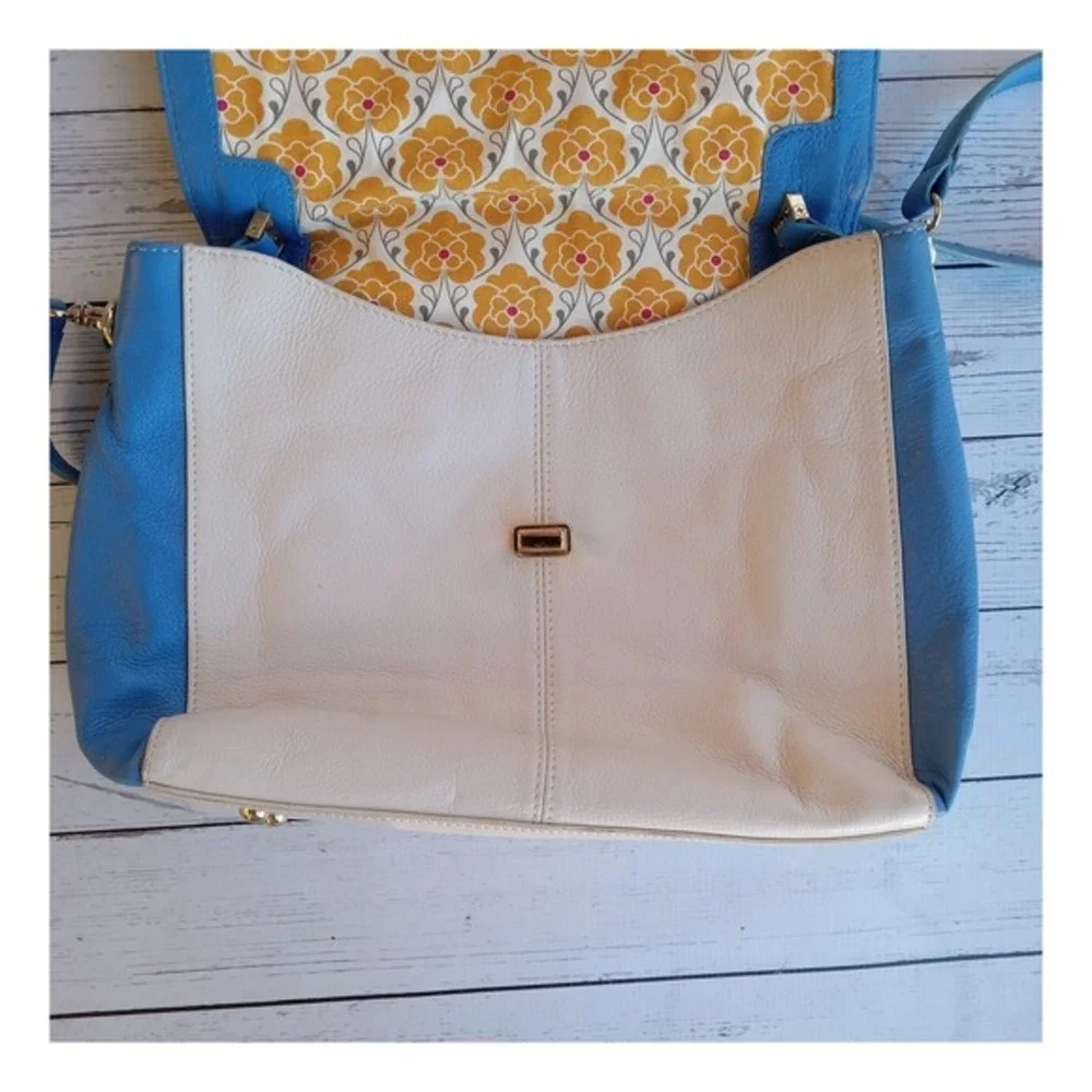 Emma Fox‎ Leather Satchel Shoulder Bag Colorblock Fox Logo Luxury Chic Crossbody